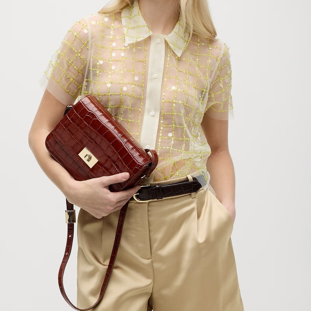 J.Crew Edie crossbody bag in Italian croc-embossed leather